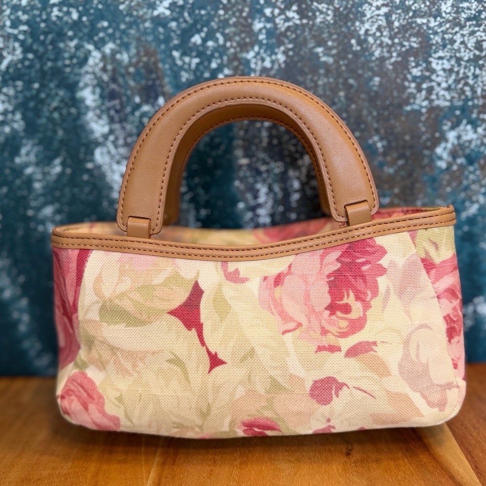 Fossil Vintage Y2K Floral Leather Canvas Mini Satchel Handbag (GVC)
